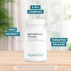 SuperSmart SporesBiotics Formula (Advanced Complex) - 3-in-1 Spore-Based Probiotics with Bacillus Clausii, Subtilis, Coagulans | Gluten Free & Vegetarian - 60 Gastro-Resistant Capsules