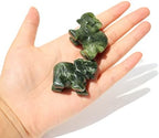 Gemstone Elephant Figurines 1PC, Green Jade Stone, Hand Carving Small Elephant Gifts Crystal Animal Figurines Green Jade Statues for Home Decor, Gift