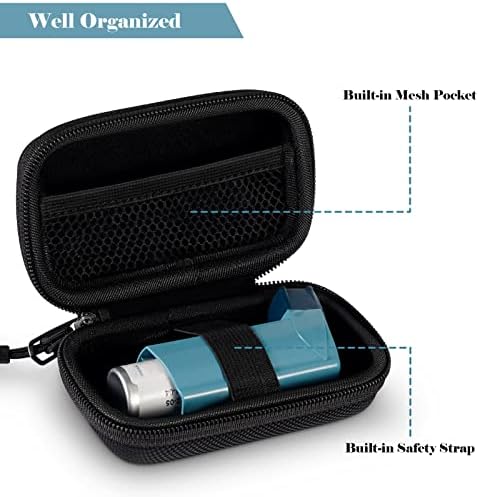 MEDMAX Inhaler Case, Hard Shell Protective Travel Carrying Case, Fits Standard Rescue & New Albuterol Inhaler Devices Up to 4 Inches, Device Not Included, Black