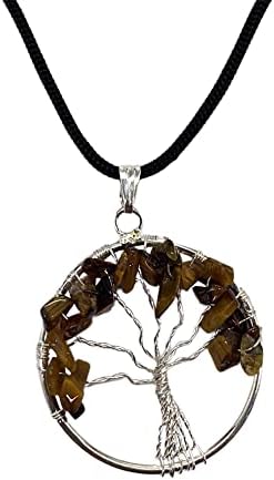 VIE Naturals Tree of Life Pendant, Tiger Eye, 30mm