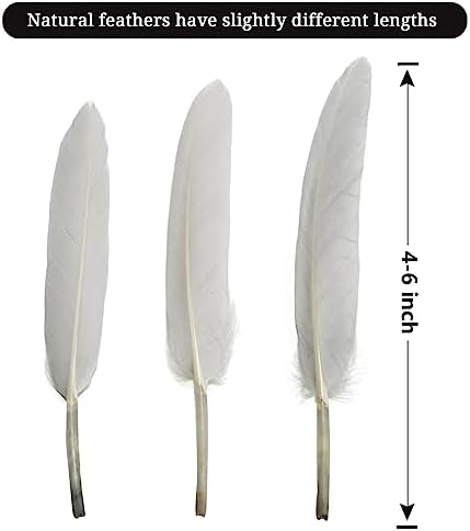 FeelfunFeather 120pcs Light Grey Goose Cochettes Feather Natural Bulk 4-6 inch 10-15cm for Wedding Party Christmas Decorations DIY Crafts Goose Cochettes Feather