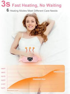 Portable Cordless Heating Pad for Period Cramps, Voice Reminder Menstrual Heating Pad with 6 Heat Levels and 6 Massage Modes, 3s Fast Heating, Gifts for Women Girls, Pink