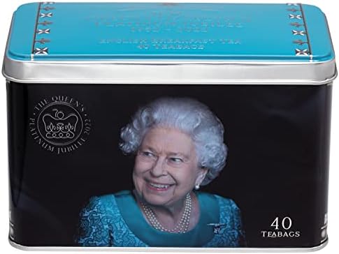 Queen Elizabeth II Jubilee 2022 Commemorative Tea Tin with 40 English Breakfast Teabags