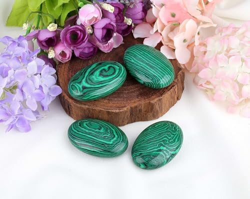 LAIDANLA Malachite 2.4" Large Palm Stone Healing Crystals Gemstones Calming Effects Energy Balancing Reiki Polished Worry Stone Cleansing Protection Anxiety Stress Relief Therapy 1PC