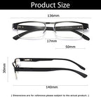 B&Q 4 Pack Metal Frame Half Frame Reading Glasses for Men Spring Hinge Readers With Classic Clear Lense