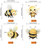 60 PCS Edible Bumble Bee Cupcake Toppers Edible Honey Bee Cupcake Picks Waper Paper Oh Babee Cupcake Decorations for Bee Theme Baby Shower Boys Girls Birthday Party Cake Food Decorations Supplies