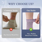 Cirorld Bamboo Viscose Diabetic Socks for Women, 6 Pairs Non Binding Wide Top, Seamless Loose Cushion Socks for Swollen Feet