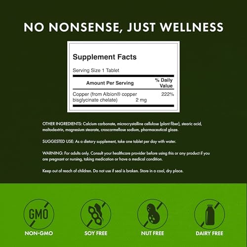 Swanson Copper Chelate Mineral Supplement for Adults Seeking Antioxidant, Immune, and Red Blood Cell Support - 2 mg (300 Tablets, 3 Pack)