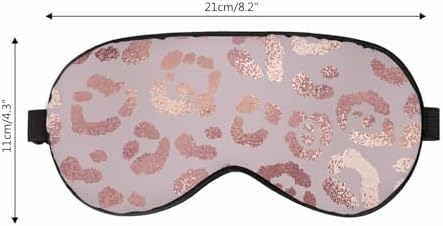 Leopard Skin Silk Sleep Mask Rose Gold Elegant Foil Effect Cheetah Men Women Adjustable Strap Eye Cover Eye Shade For Travel, Nap, Meditation