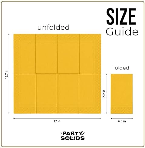 Party Solids Yellow Dinner Napkins Disposable 8" x 4" Folded - 40 Pcs 2 Ply Yellow Napkins Disposable Paper Guest Towels for Bathrooms, Dinners, Everyday Parties & Party Supplies