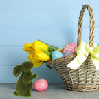 Zerodeko Easter Moss Bunny Figurine, Flocked Green Standing Rabbit Statue Decorations for Easter, Home, Office Table Ornament,6.29X4.72X2.75inch
