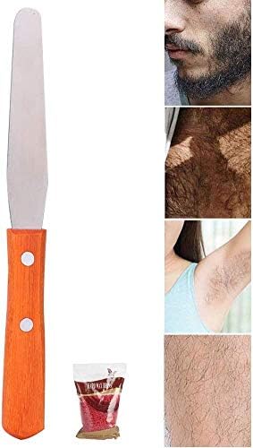 Wax Applicator Sticks Metal, Wax Spatulas Applicator for Hair Removal Assorted Reusable, Straight Stainless Waxing Sticks Wooden Handle Craft Stick for Body Hair Eyebrow Removal - Spa and Home Usage
