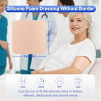 Silver Silicone Adhesive Foam Dressing Without Border, 4"×4" Ag Sterile Highly Absorbent Wound Dressing, 5 Count
