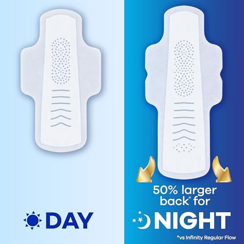 Always Infinity Feminine Pads for Women, Flexfoam Pads with Wings, Size 5, Extra Heavy Overnight Absorbency, Unscented, 66 Count (3 Packs of 22)