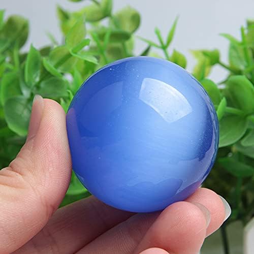 Acxico 1 pcs Natural Quartz Blue Cat Eye Crystal Healing Ball Sphere 4cm