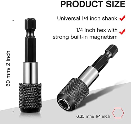 Chumia 5 Pcs Drill Bit Holder Magnetic Drill Bit Extension 1/4 Inch Hex Shank Quick Release Bar Socket Screwdriver Bit Holder Drill Accessories Extension Drill Quick Chuck Adapter for Screws Nuts
