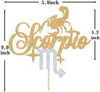 Ferburitar Scorpio Cake Topper, Big Scorpio Energy/Scorpio Season Birthday Cake Decor, 12 Zodiac Constellation Birthday Party Decoration Supplies, Gold Glitter