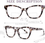 Bifocal Reading Glasses for Women Clear Top Cat Eye Blue Light Blocking Computer Readers with Spring Hinge/Anti Glare