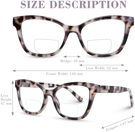 Bifocal Reading Glasses for Women Clear Top Cat Eye Blue Light Blocking Computer Readers with Spring Hinge/Anti Glare