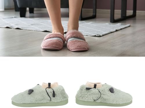 Electric Foot Warmer USB Heating Shoes Adjustable Temperature Walking Heated Slippers Bedroom Dormitory Office School Garden (Green)