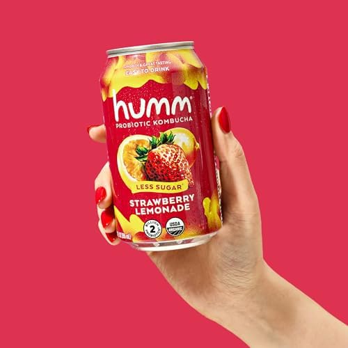 Humm Kombucha Strawberry Lemonade, Organic, Vegan & GMO Free (12 Pack)