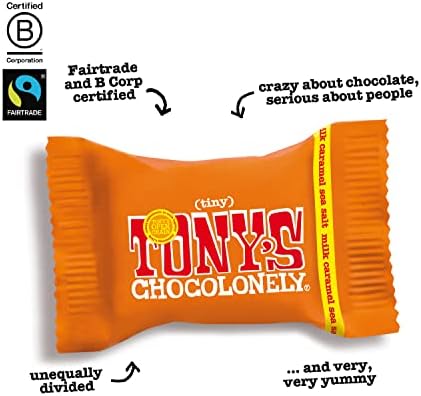 Tony's Chocolonely Milk Chocolate with Caramel and Sea Salt - Belgium Chocolate, Fairtrade & B Corp Certified - 4.44 OZ (1 Pouch)