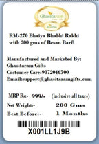 Ghasitaram Gifts Rakhis Online - Rakhi for Brother-RM-270 Bhaiya Bhabhi Rakhi with 200 GMS of Besan Barfi