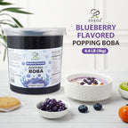 Soeos Blueberry Popping Boba, 6.6 lbs (3Kg), Bursting Boba Pearls for Bubble Tea, Beverages, Shakes, Desserts, Smoothie and Ice Cream Topping, Ready to Serve