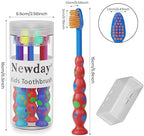 Newday Kids toothbrushes 6 Pack Set Soft Bristles Fun Lovely with Suction Cup, Includes Travel Covers, Animal toothbrushes for Kids Boys & Girls, Toddlers &Children Teeth (Multicolor)