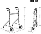 Aluminum Alloy Folding Walking Frame with Wheeled Walker Aid for Standard Disabled Walker for The Elderly-Height Adjustable Elderly Walker