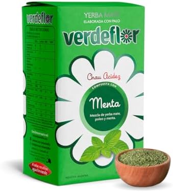Verdeflor Yerba Mate Tea Mint Infused 500g, 1.1LBS| Unsmoked Loose Leaf Clean Natural Energy Drink | Jitter Free | Enjoy With Yerba Mate Gourd and Bombilla | Made In Argentina