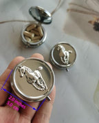 Medicine Pill Organizer Travel Pill Case - Small Pill Box for Purse, Mini Pocket Pill Case for Men, Cute Daily Pill Organizer Weekly Vitamin Pill Holder Round Metal Pill Box (Horse)