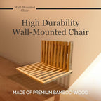 Wall-Mounted Foldable Chair – Bamboo Wood Folding Bench Seat for Bathroom, Shower, Entryway, and Poolside – Space-Saving, Compact Folding Bench, Perfect for Elderly and Mobility Assistance