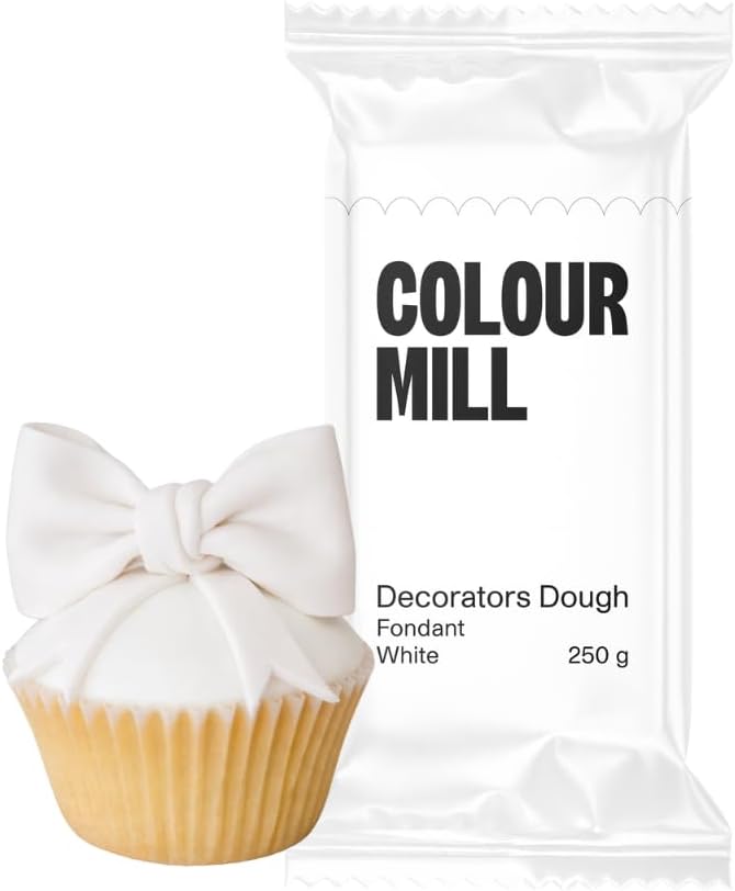 Colour Mill Decorators Dough Edible Cake Covering | Easy-to-Roll, Easy-to-Drape Fondant | Vanilla-Flavored Sugarpaste - 8.8 Ounce White