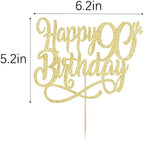 Gold Glitter Happy 90th Birthday Cake Topper,Cheers to 90 Years,happy 90th Birthday Cake Topper,90th Anniversary Cake Topper， men and women 90 years old happy birthday Party Decoration
