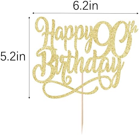 Gold Glitter Happy 90th Birthday Cake Topper,Cheers to 90 Years,happy 90th Birthday Cake Topper,90th Anniversary Cake Topper， men and women 90 years old happy birthday Party Decoration