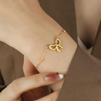 Bow Bracelet for Women Cute Bowknot Bracelet Dainty Bow Beaded Chain Bracelet for Women Fashion Jewelry