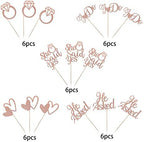 30 Pack He Asked She Said Yes Cupcake Toppers Glitter Heart Ring I do Cupcake Picks Bridal Shower Cake Decorations for Wedding Engagement Theme Party Supplies Rose Gold