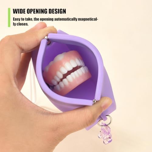 1pc Portable Silicone Retainer Case with Vent Holes, Hygienic Travel Storage Box for Dentures, Aligners and Mouthguards, Black