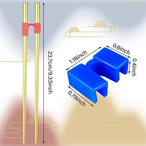Tessco for you 5 Pairs Training Chopstick Helpers Reusable Chopsticks for Beginner Non Slippery Replaceable Practice Heat Resistant Holder with Clip for Trainer(Stainless Steel,Bright Colors)