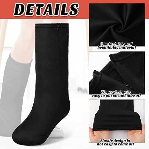 Boao 2 Pcs Leg Cast Cover, Medium Short Cast Sock Cover Below the Knee Leg Sleeve for Foot Men Women(Black, Gray)