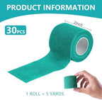 KISEER 30 Pack 2 Inch x 5 Yards Green Self Adhesive Bandage Breathable Cohesive Bandage Wrap Rolls Elastic Self-Adherent Tape for Stretch Athletic, Sports, Wrist, Ankle