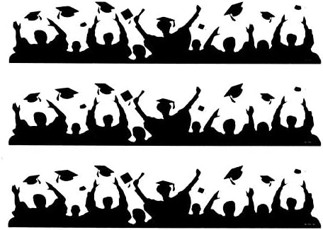 Graduation Silhouette Grad Cap and Gown Edible Designer Prints Cake Border