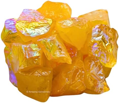 Amazing Gemstone 2 Pieces Yellow Aura Quartz Raw Crystals and Healing Stones, Natural Rocks for Meditation and DIY Raw Stones and Crystals