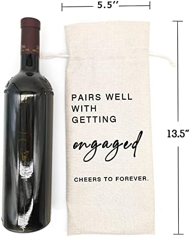 Socive Engagement Wine Bag, Pairs well with Engagements, Bride Gift, Engaged Gift for Couples, Gift for her, Engagement Party Decorations - Engaged Gift