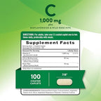 Nature's Truth Vitamin C Bioflavonoids & Rose Hips | 1000mg | 100 Caplets | Vegan, Non-GMO and Gluten Free Supplement