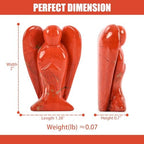 WHAL&YUNE Red Jasper Angel Figurine Natural Energy Healing Crystals Gemstone Hand Carved Sculpture for Home Office Desk Decor Holiday Lucky Gift - 2 inches