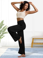 Womens Wide Leg Yoga Pants High Waisted Loose Stretch Lounge Workout Gym Trousers with Pockets