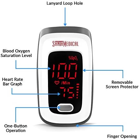 Fingertip Pulse Oximeter, Blood Oxygen Saturation Monitor (SpO2) with Pulse Rate Measurements and Pulse Bar Graph, Portable Digital Reading LED Display, Batteries and Carry Case Included