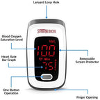 Fingertip Pulse Oximeter, Blood Oxygen Saturation Monitor (SpO2) with Pulse Rate Measurements and Pulse Bar Graph, Portable Digital Reading LED Display, Batteries and Carry Case Included